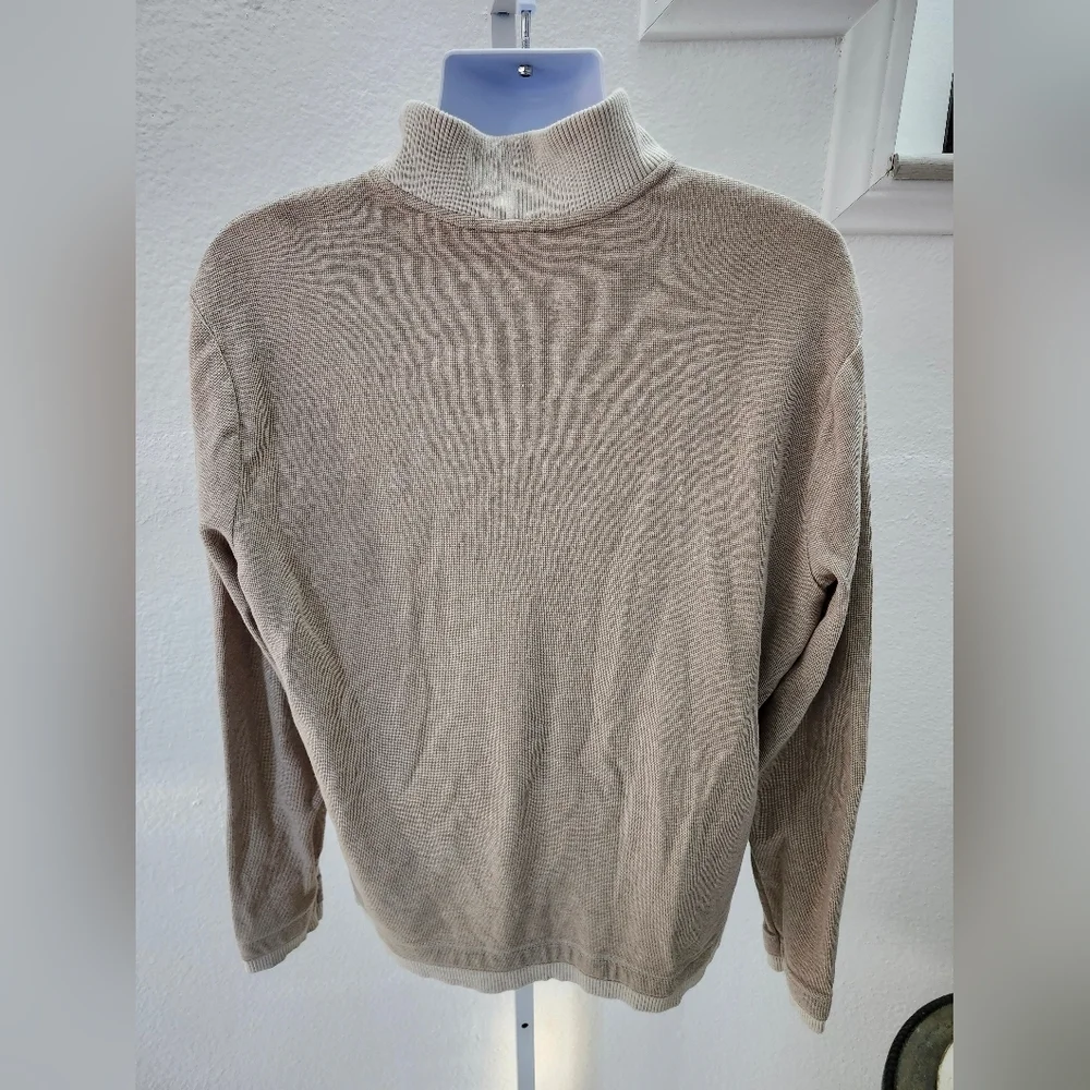 100% Cotton Banana Republic Men's Tan Zip-Up Sweater Large - Picture 2 of 3